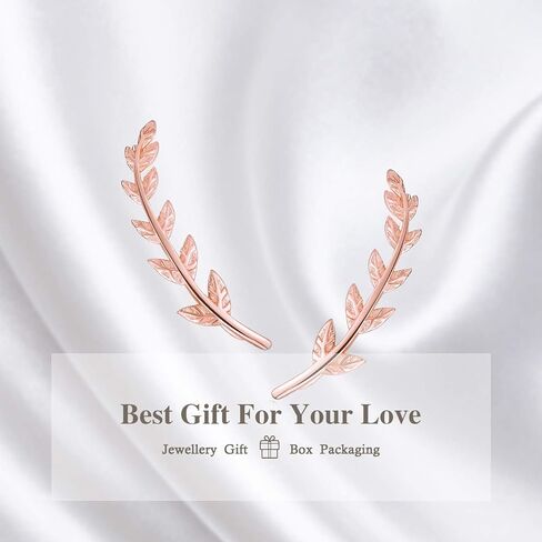 ✦Mothers day Gifts✦ Madeone Climber Earrings Ear Crawler Cuff Earrings 925 Sterling Silver 14K Gold Plated Leaf Stud Earrings Ear Climber Hoop Jacket Earrings Hypoallergenic for Women Jewelry in Saudi Arabia