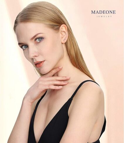 ✦Mothers day Gifts✦ Madeone Climber Earrings Ear Crawler Cuff Earrings 925 Sterling Silver 14K Gold Plated Leaf Stud Earrings Ear Climber Hoop Jacket Earrings Hypoallergenic for Women Jewelry in Saudi Arabia