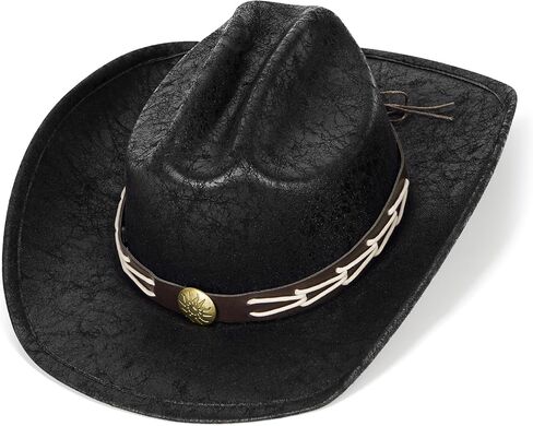 Leather Cowboy Hats for Men & Women Wide Brim Western Cowboy Cowgirl Hat with Belt Buckle Jazz Leather Hat in Saudi Arabia