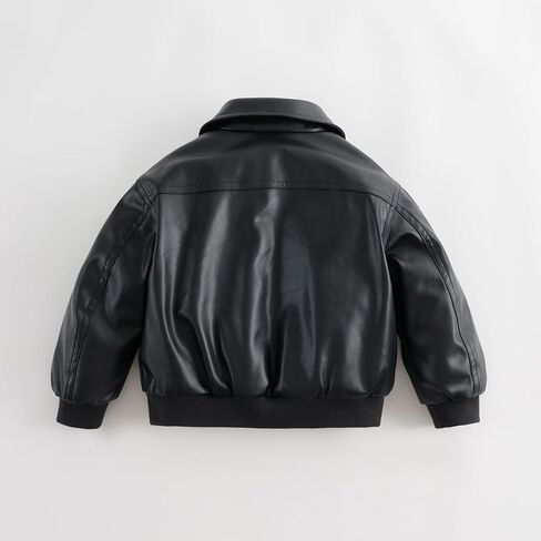 MARC&JANIE Boys Long Sleeve Leather Jacket Zipper Lapel Trendy Coat Warm Tops in Saudi Arabia