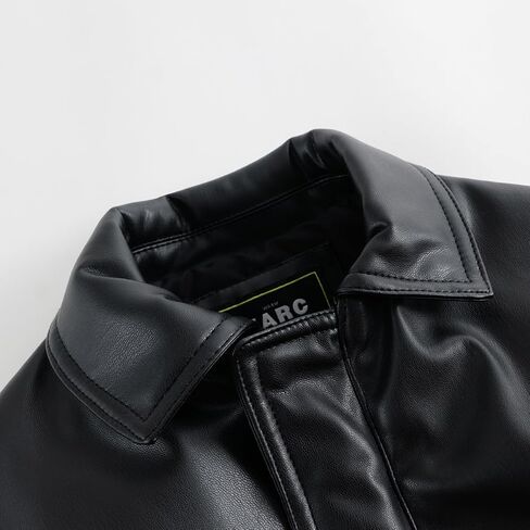 MARC&JANIE Boys Long Sleeve Leather Jacket Zipper Lapel Trendy Coat Warm Tops in Saudi Arabia