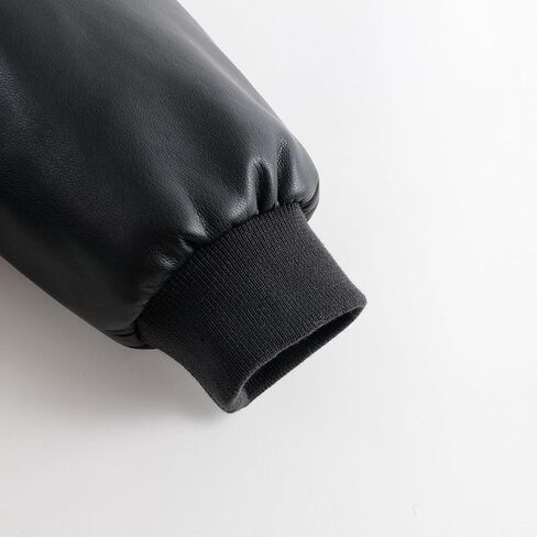 MARC&JANIE Boys Long Sleeve Leather Jacket Zipper Lapel Trendy Coat Warm Tops in Saudi Arabia
