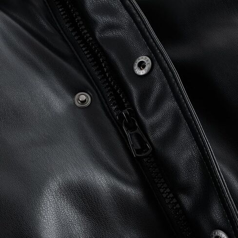 MARC&JANIE Boys Long Sleeve Leather Jacket Zipper Lapel Trendy Coat Warm Tops in Saudi Arabia