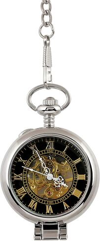 Coin Pocket Watch with Skeleton Movement | Silver Walking Liberty Half Dollar | Genuine U.S. Coin | Sweeping Second Hand, Magnifying Glass | Silvertone Case | Certificate of Authenticity in Saudi Arabia