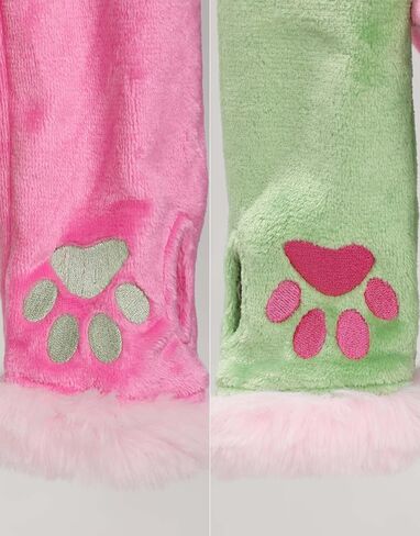 Cute Dog Style Romper Fuzzy Onesie Pajama Pink Green Loungewear Fluffy Hooded Homewear Short Jumpsuit with Stockings in Saudi Arabia