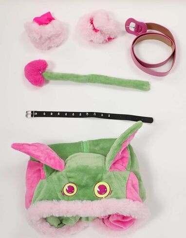 Cute Dog Style Romper Fuzzy Onesie Pajama Pink Green Loungewear Fluffy Hooded Homewear Short Jumpsuit with Stockings in Saudi Arabia