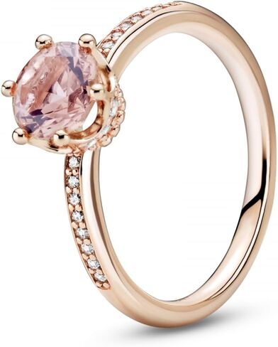 Pandora Pink Sparkling Crown Solitaire Ring - Rose Gold Ring for Women - Sparkling Jewelry for Women - 14k Rose Gold-Plated Rose with Cubic Zirconia - Size 6 in Saudi Arabia