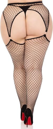 Leg Avenue womens Fishnet Stockings With Attached Garter Belt in Saudi Arabia