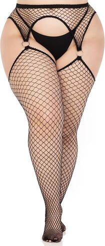 Leg Avenue womens Fishnet Stockings With Attached Garter Belt in Saudi Arabia