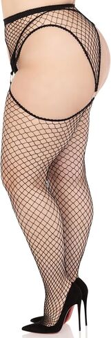 Leg Avenue womens Fishnet Stockings With Attached Garter Belt in Saudi Arabia