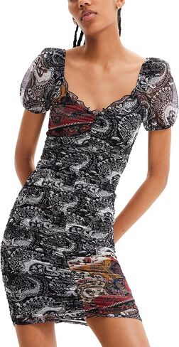 Desigual Women's Woman Knit Dress Short Sleeve, Black, L in Saudi Arabia