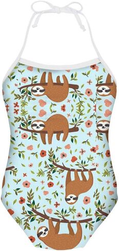 HUGS IDEA Panda Print Cute Girls One Piece Swimsuit Adjustable Swimwear for 3Y-8Y in Saudi Arabia