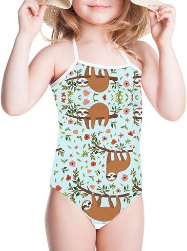 HUGS IDEA Panda Print Cute Girls One Piece Swimsuit Adjustable Swimwear for 3Y-8Y in Saudi Arabia