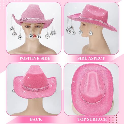 6 Pieces Rhinestone Disco Ball Cowboy Cowgirl Hat with Bandana Heart Sunglasses for Adult Western Costume Accessory in Saudi Arabia