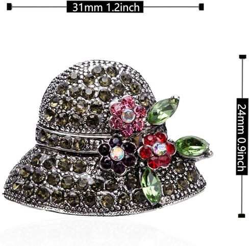 بروش على شكل قبعة للنساء والفتيات من حجر الراين والكريستال بروش دبابيس مجوهرات in Kuwait