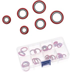 Pack-30 Car Air Conditioning Compressor Seal Ring, 8 Sizes of High Temperature Resistant Repair Gasket Set, Multi-function Cooling Pump Washers with Storage Box, Universal for Cars (Black)