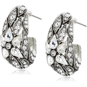 Ben-Amun Jewelry Statement Swarovski Crystal Stud Hoop Earrings