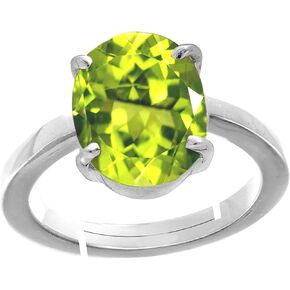 Original greenish peridot Certfied Gemstone 7.75 Carat ( Ratti 8.25 ) birthstone 925 Sterling Silver Ring for Men Or Women's