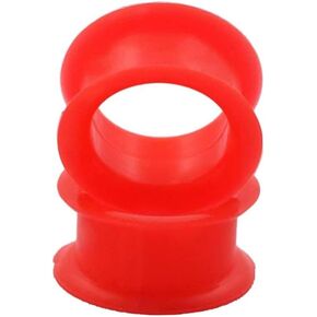 Pair 1-1/2" (38MM) RED SILICONE EYELET TUNNELS Double Flare Gauges Thin Soft Flexible Flesh Plugs (2pcs)