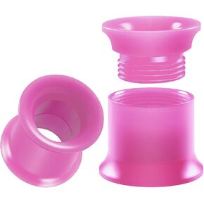 Pair of Acrylic Pink Double Flared Piercing Jewelry Ear Tunnel Earring Lobe Stretcher