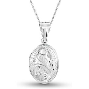 AeraVida Nature Carved Oval Locket .925 Sterling Silver Pendant Necklace | Cute Friendship Locket for Women | Friendship Necklace