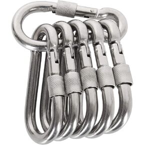Locking Carabiner Clips, Stainless Steel Spring Snap Hook Locking Carabiner Heavy Duty - 304 Premium Stainless Steel Thumb Screw Carabiner Clip