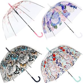 4 قطع مظلة فقاعية شفافة على شكل زهرة مظلة شفافة مظلة لطيفة مع إغلاق مقاوم للقرص وسهل الإمساك بمقبض بخطاف هدايا للأيام الممطرة ديكور مقاوم للرياح in Kuwait