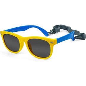 Polarized Baby Sunglasses for Toddler Boys Girls TPEE Flexible Frame with Strap Age 0-3