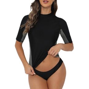 Tournesol Women Rash Guard Short Sleeve Swim Shirts SPF & UV Protection Rashguard Tops Round Neck Bathing Suit Top