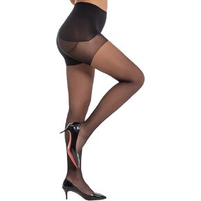 Women's Seamless Pantyhose Sheer 360°Seamless Crotch High-Waisted Tights for Reinforced Toes