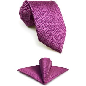 Necktie Pocket Square Tie Set for Men Fuschia Pruple for Wedding