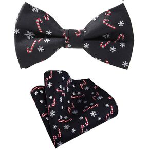 Men's Christmas Bow tie Woven Party Festival Theme Bow Tie and Pocket Square Set
