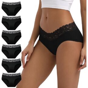 INNERSY Womens Lace Hipster Panties Sexy Mid Rise Underwear Cotton Regular & Plus Size 6-Pack