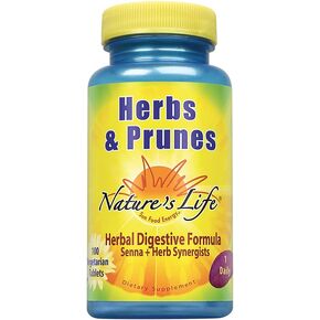 Nature's Life Herbs & Prunes | 400mg Senna & Herbal Blend for Healthy Digestion Support | Non-GMO | 100 Tabs, 100 Serv.