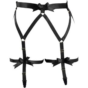 Womens Strappy Body Harness Garter Belt Punk Gothic Stockings Lingerie Elastic Suspender belt Plus Size Rave Garters