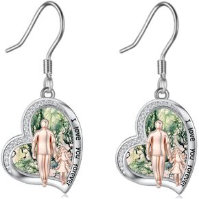 Father Daughter Earrings from Dad Mom for Daughter Sterling Silver Father Daughter Drop Dangle Heart Earrings Jewelry Gifts