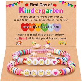 UNGENT THEM Mama and Mini First Day of School Bracelets Back to School Gifts for Mom and Daughter