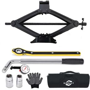 Car Jack Kit, Scissor Jack for Car 2 Ton (4409 lbs) and Car Tool Kit, Universal Car Emergency Kit with Lug Wrench Tire Changing Kit for Car|Sedan|Coupe|SUV|MPV