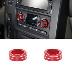 Aluminum Alloy Interior Air Conditioner Switch Knob Ring Cover Trim for Hummer H2 2003-2007,AC Control Knob Cover Trim Accessories (Red)