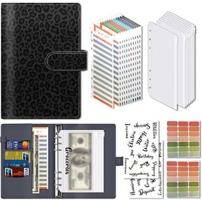 Budget Binder, Cute A6 Money Saving Binder with Zipper Envelopes, PU Leather Money Organizer for Cash, Expense Budget Sheets and Cash Envelopes for Budgeting Cute Colorful Cat