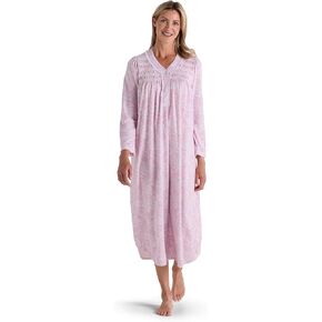 Miss Elaine Women's Long Nightgown, Honeycomb Knit Gown with Long Sleeves, Women's Sleepwear
