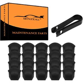 Senzeal 20pcs 21mm Universal Hex Wheel Lug Nut Bolt Cover Caps Wheel Nut Protector Cap for Cars with Removal Tool (Black)