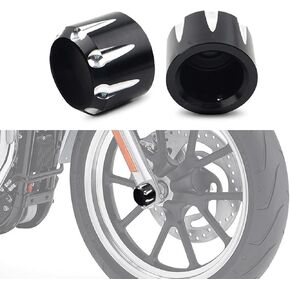 2 PCS Creative Front Axle Screw Protection Lid, 1.69" x 1.25" Alloy Wheel Hub Cover, Water Drop Shape Dust Cap, Suitable for Harley Motorcycle XL883, XL1200, X48 (Black)