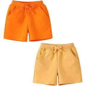 Toddler Boys Girls Cotton Jogger Shorts,Little Kids Active Sport Shorts with Drawstring