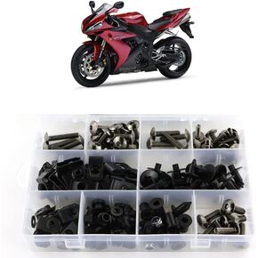 Xitomer Full Sets Fairing Bolts Kits/Boby Kits, Fit for YZF-R1 2004 2005 2006, Mounting Kits Washers/Grommets/Clips/Nuts/Fastenings(Matte Black)