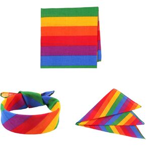 3 Pack Rainbow Bandana Unisex Square Scarf for Decor Party Celebration