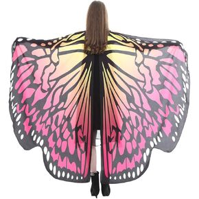 FEOYA Halloween Butterfly Wings Shawl Fairy Pixie Colorful Cape Dance Party Costume