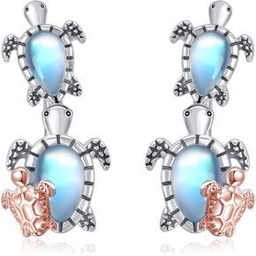 Turtle Ear Crawler Earrings 925 Sterling Silver Moonstone Sea Turtle Earrings Ocean Animal Turtle Jewelry For Women