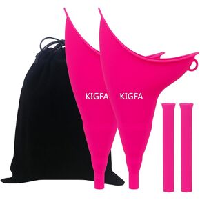 KIGFA Female Urination Device,Reusable Portable Female Urinal Silicone Women to Pee Standing Up,Female Urinal Set Fits Outdoor Travel,Camping&Hiking,2 Sets