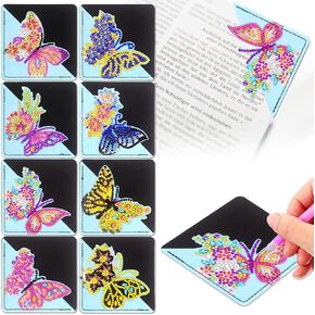 FEMBW 8 Pcs Diamond Art Painting Bookmarks,DIY Diamond Art Bookmarks Kits for Kids Adults,Diamond Art Corner Bookmark, Small Diamond Art Accessories for Book Lover Gift